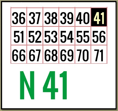 N 41 is the current ball called
